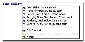 Образец линеек шрифтов в Dreamweaver