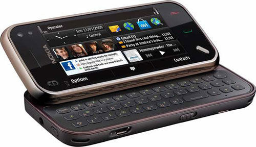 Nokia N97 mini в развернутом варианте имеет полную QWERTY клавиатуру, а в закрытом варианте touch клавиатуру