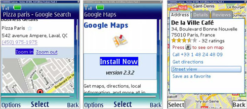 Google Maps предлагает мобильный веб-интерфейс и, при необходимости, бесплатный богатый клиент (например, на On-Device Portal) с разнообразным пользовательским интерфейсом.