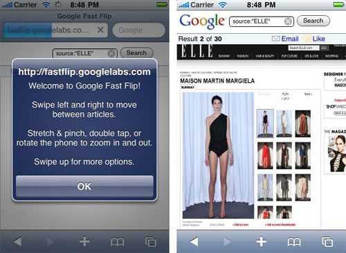 Google Fast Flip новый просмотрищик, использующий жесты на iPhone и Android устройств. Слева вы увидите предупреждающий диалог с инструкциями о том, как его использовать. Вы увидите инструкции только один раз
